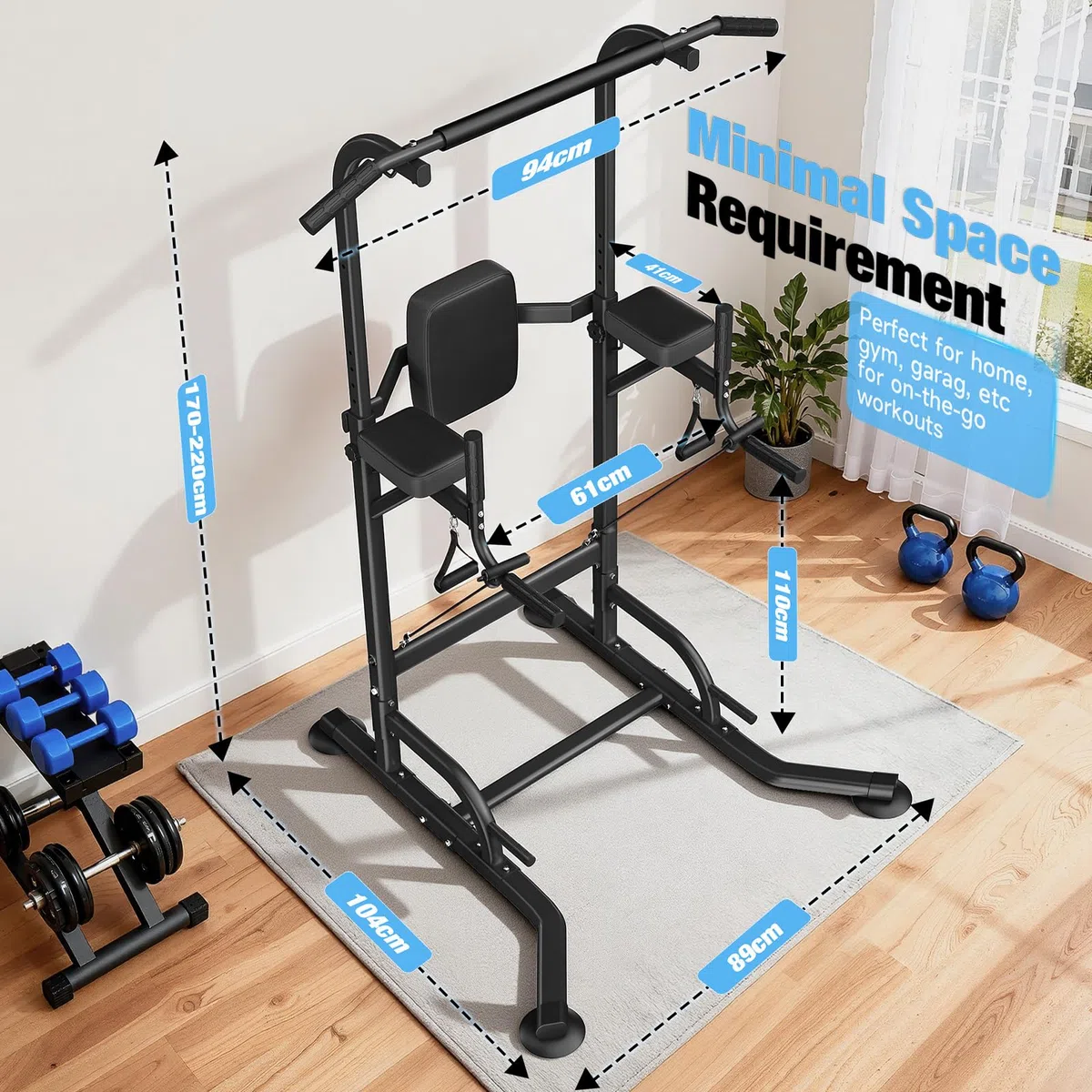 Dskeuzeew Power Tower - Estación de inmersión para fitness, independiente, multifuncional, altura ajustable, máx. 150 kg