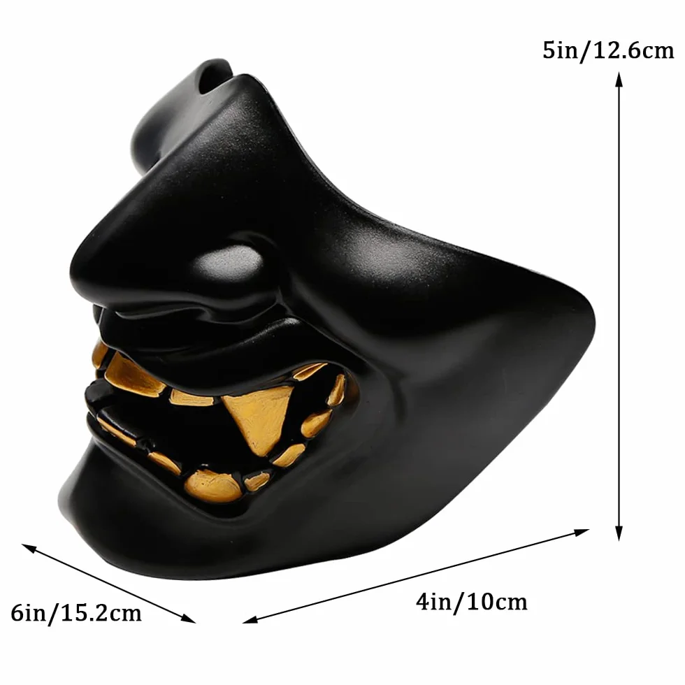 Airsoft - Máscara de media cara, monstruo demonio malvado, Kabuki, Samurai Hannya Oni, máscara protectora de media cara para baile de máscaras, fiesta, Halloween, juego de guerra Cs