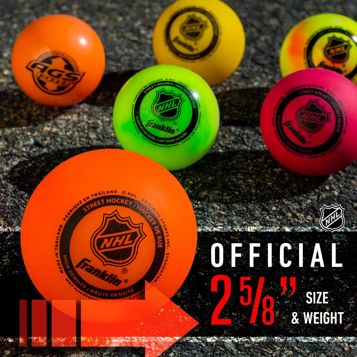 Franklin Sports NHL - Pelota de Hockey de Alta Densidad para Calle, Paquete de 3