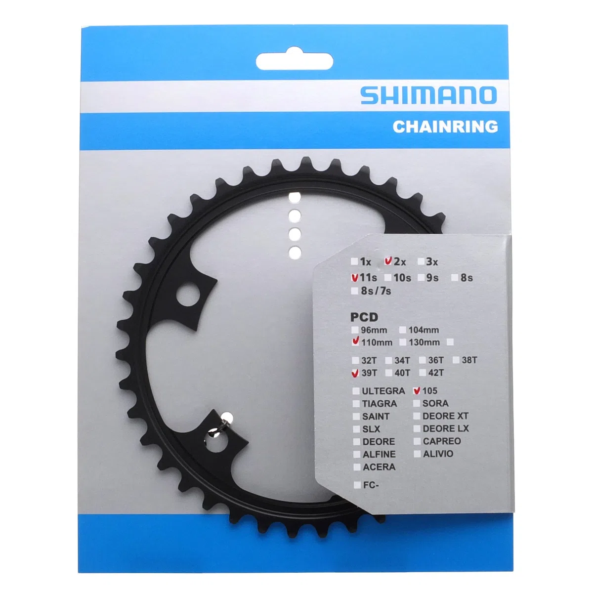 SHIMANO Plato 39T-MD 105 FC-5800 para 53-38T Negro