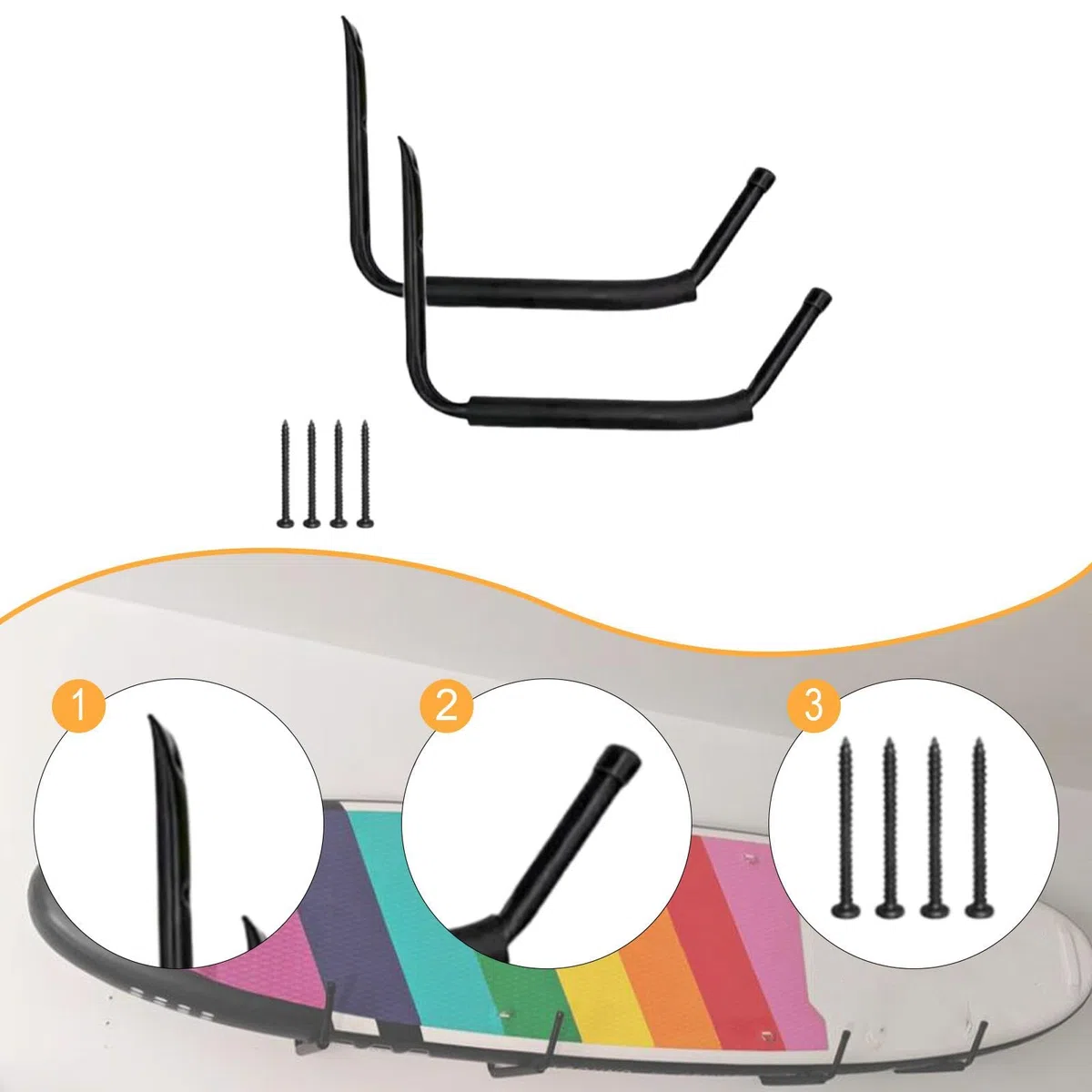 kowaku Soporte de Almacenamiento para Kayak, Gancho para Garaje, Soporte para Colgar, Soporte Portátil para Tablas de Paddle Y Snowboard.