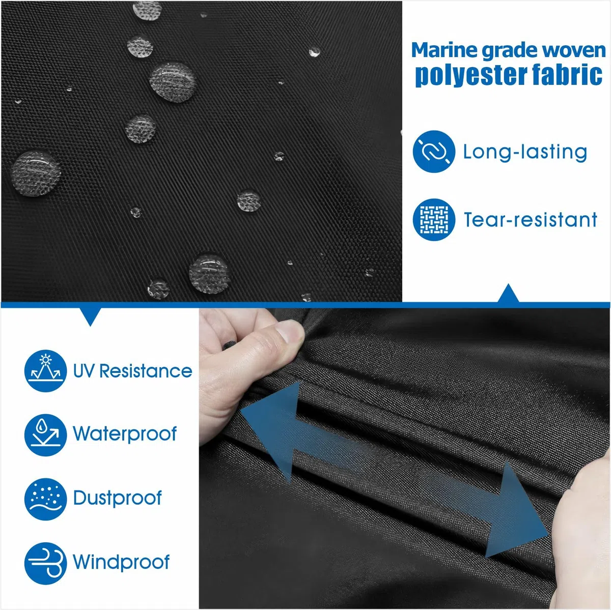 Coco Yacht - Funda Protectora para Motor Fuera de borda de hasta 50-115 Caballos de fueraborda Resistente al Agua, al Moho y a los Rayos UV con Tejido de poliéster Grueso (Negro, 50-115)