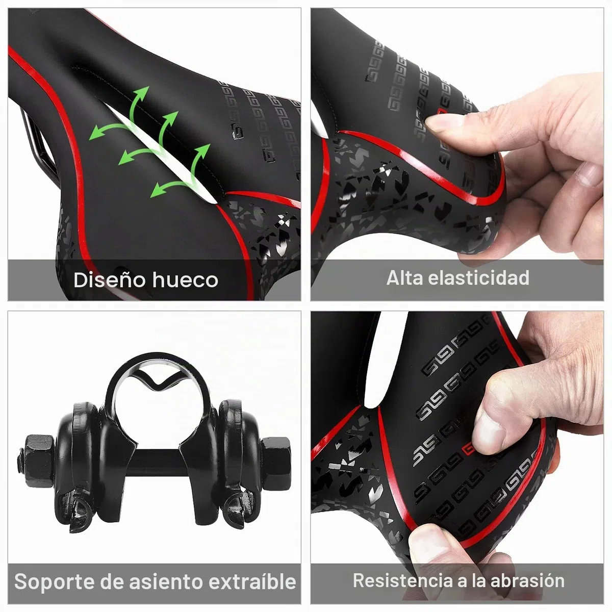 OUXI Sillín de Bicicleta de Gel, Cómodo y Ergonómico, Asiento de Bicicleta de Turismo, Adecuado para Hombre y Mujer, Bicicleta de Montaña, Bicicleta Estática, City Dirt E
