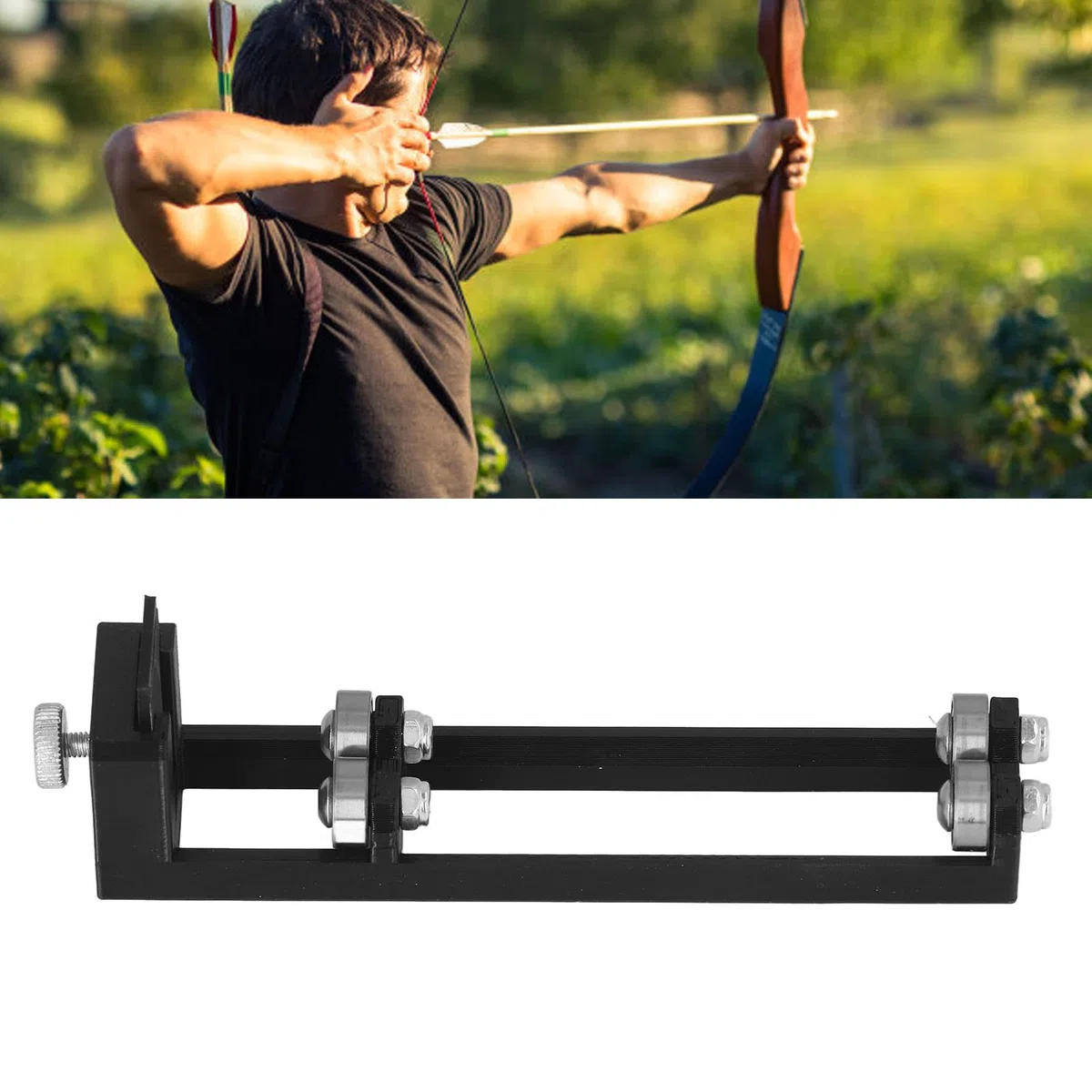 Probador De Flecha Giratoria, Accesorios De Flecha Compactos Negros, Detector De Rectitud De Tiro con Mano De Obra Fina De Acero Pla para Reemplazo