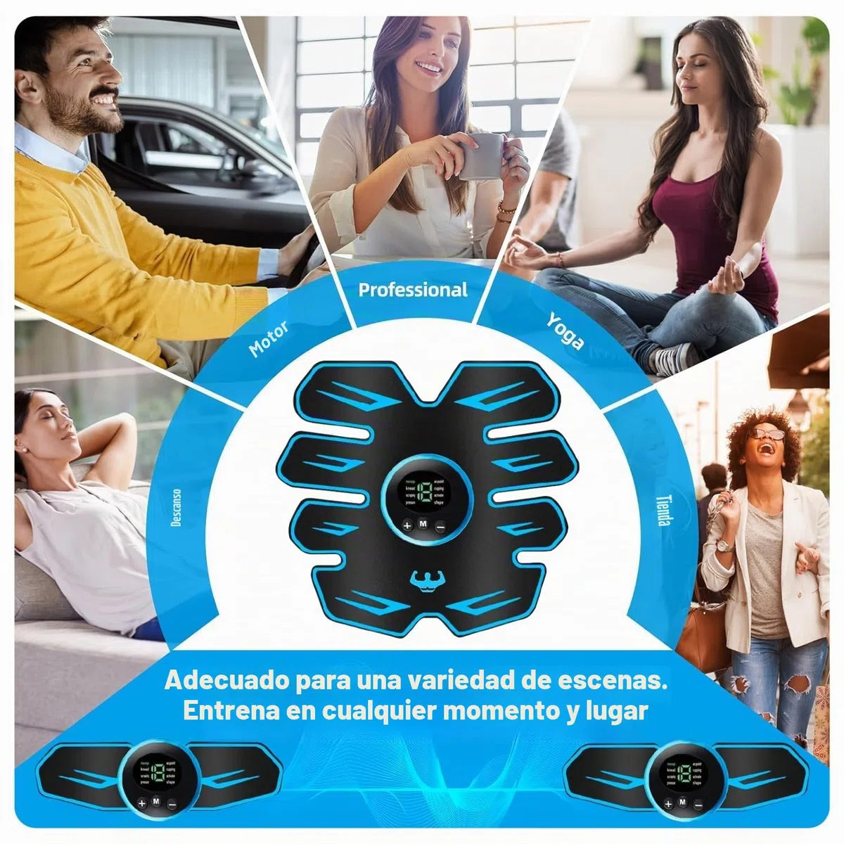 AILEDA Electroestimulador Muscular,EMS Estimulación focalizada de los Abdominales,8 Modos y 19 Intensidades,para la construcción de músculo,Tactical Electroestimulador Cuerpo Interior y exterior