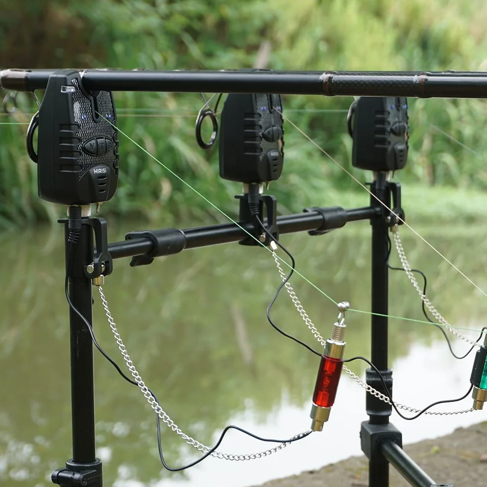 Hirisi Tackle Juego de alarma de mordida de pesca de carpas y swinger, resistente al agua, LED azul
