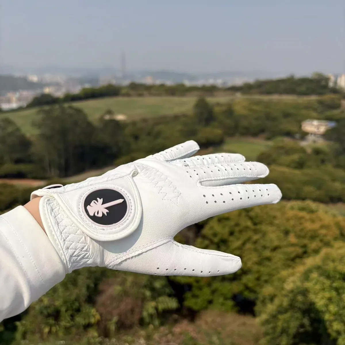 Guantes de golf para mujer, guantes de golf, 1 pieza, piel Cabretta, mango de piel blanca y rosa, con mano izquierda, ajuste cómodo, talla S, M, L
