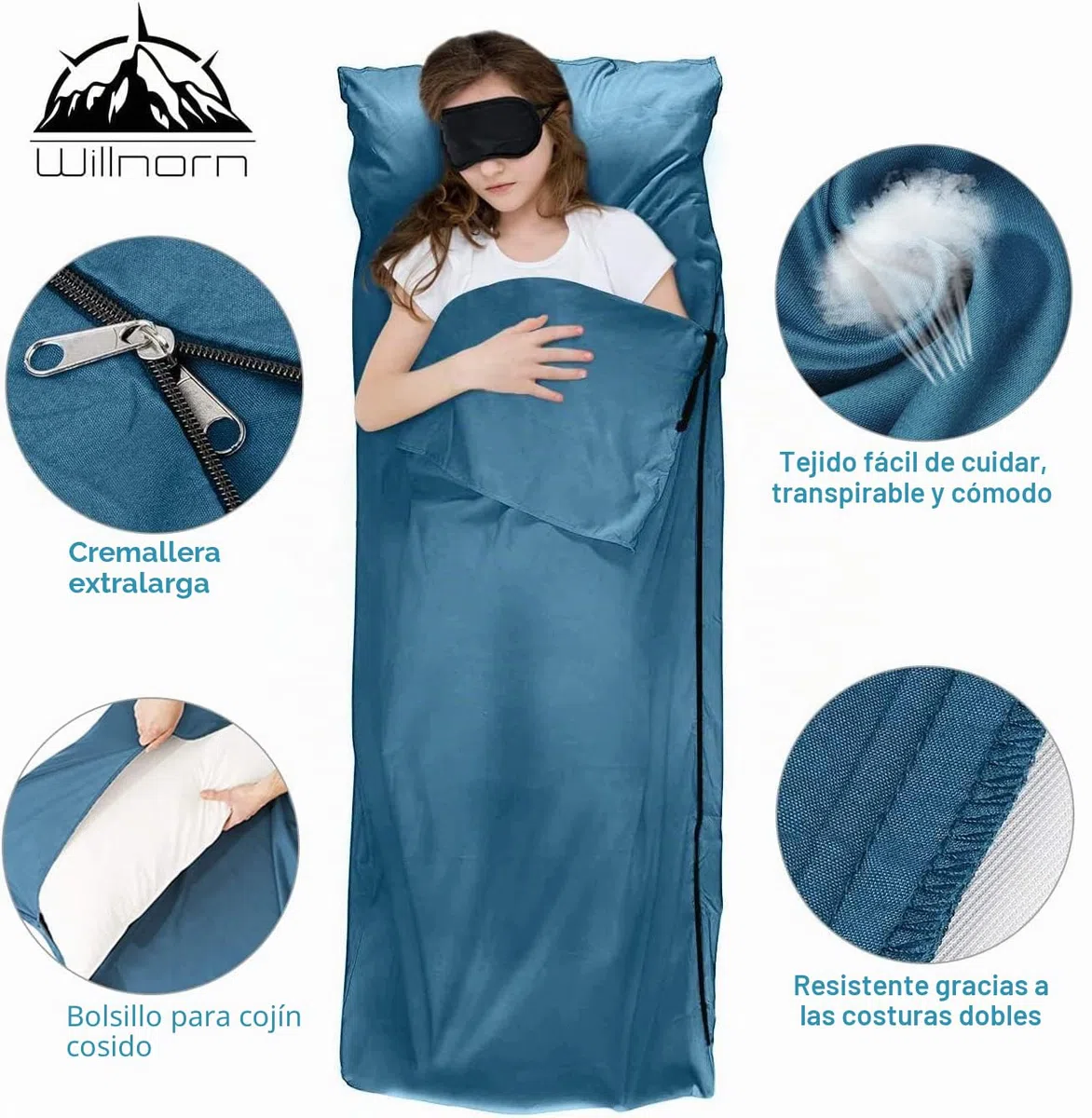 Saco Sabana de Dormir - Suave y Ligero, 220x95cm - Facil de Transportar y Cuidar cabaña Saco de Dormir, Ideal como Sabana Saco para Camping, Hostales, Hoteles y Viajes de Verano.