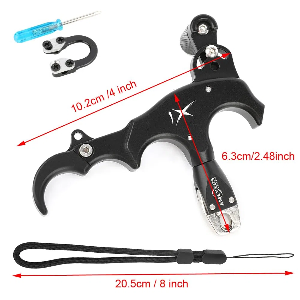 SHARROW Disparadores de Tiro con Arco Thumb Release Aids Arco Compuesto 3 o 4 Dedos Intercambiables Aluminio Ayuda de Liberación con Metal D-Loop para Caza