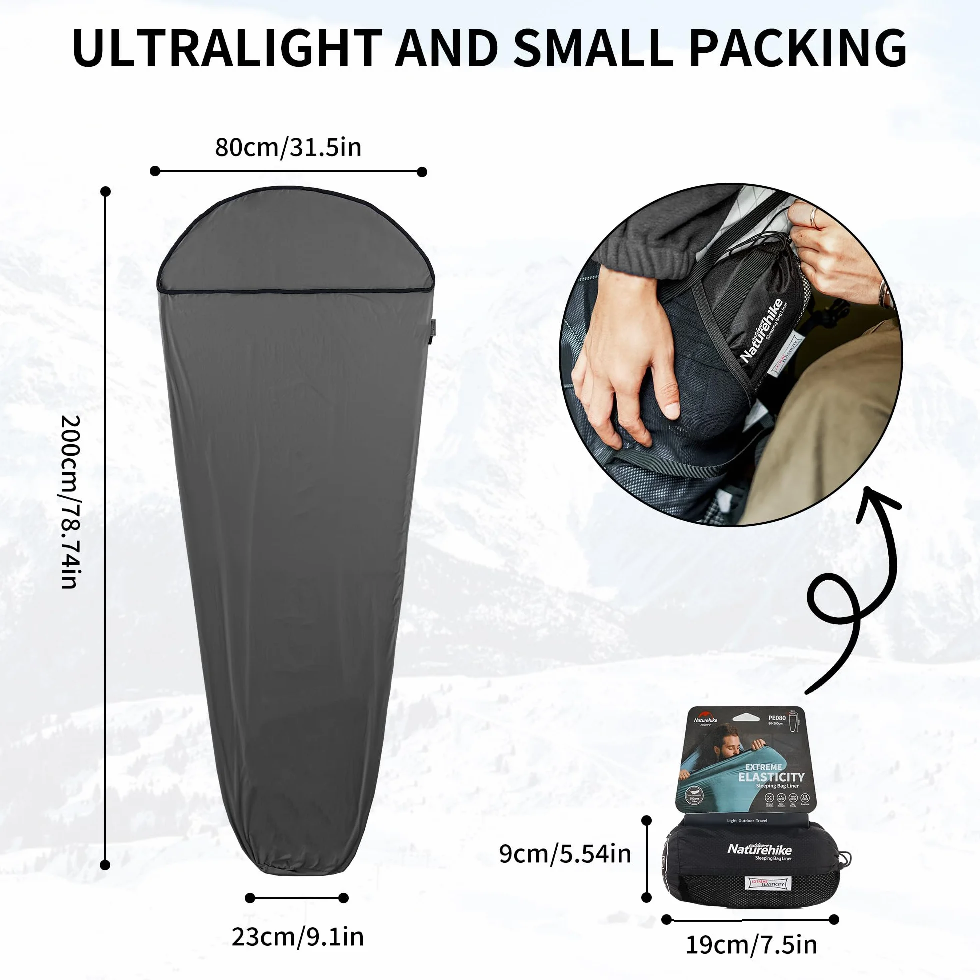 Naturehike Sábanas para Sacos de Dormir de Viaje Sábanas de Viaje Ligeras para Acampar Sólo 360 g Saco de Dormir Portátil Adecuado para Acampar, Viajar, Albergues, Picnics, Aviones, Trenes