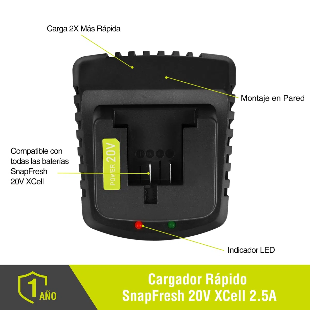 Cargador de Batería SnapFresh 20V - Cargador de 20V para Batería SnapFresh de 20V Solamente