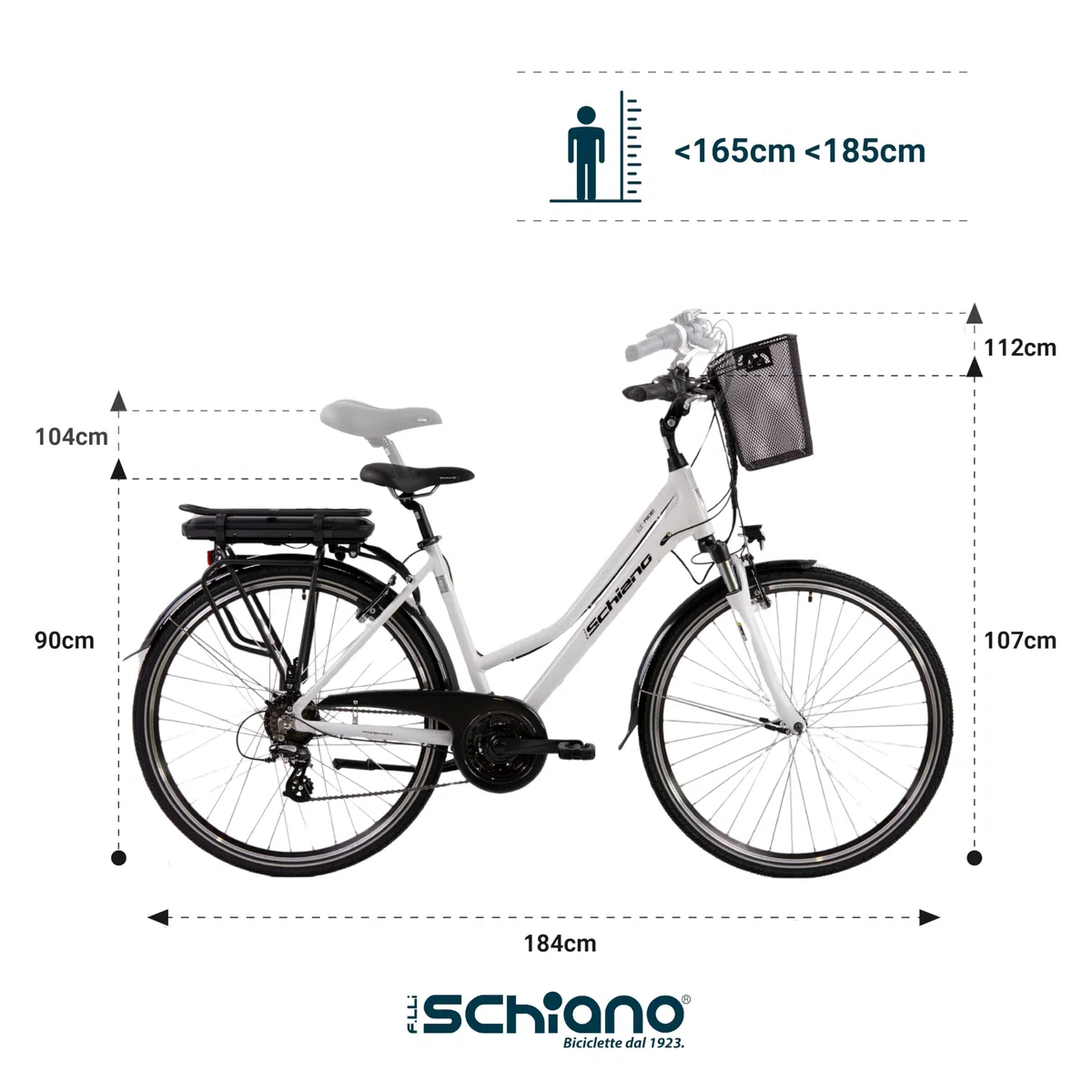 F.lli Schiano E-Ride, Bicicleta Electrica de Trekking, 28", Batería 36V 10.4Ah Extraíble, Motor 250W 40Nm, Bici Electrica Urbana, Unisex Adulto