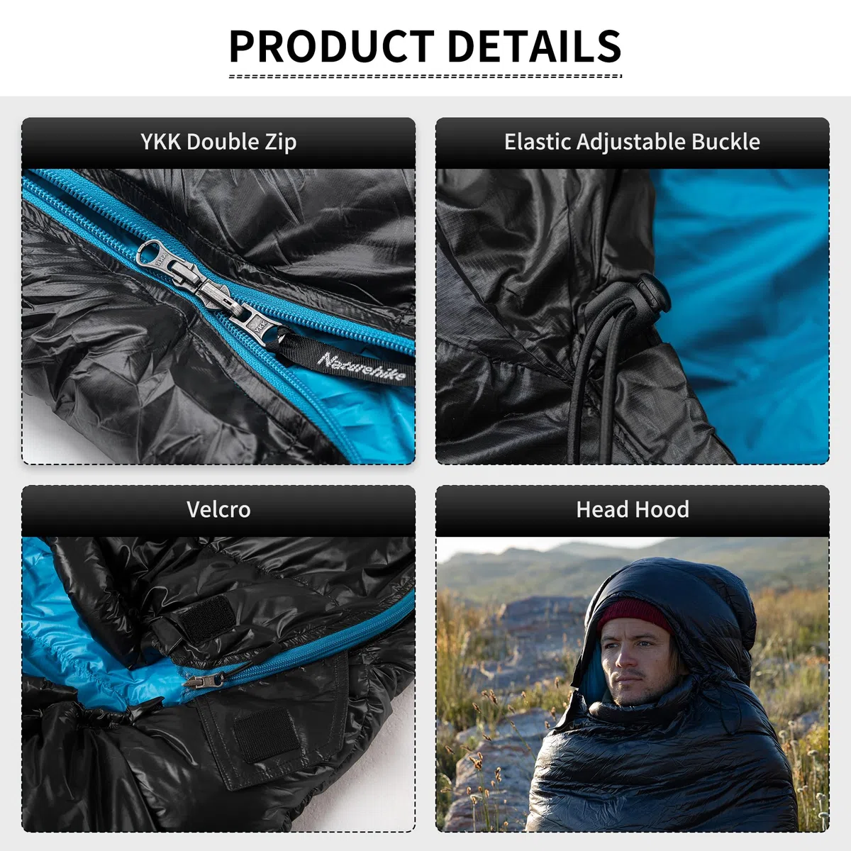 Naturehike CW1000 Saco de dormir de plumón ultraligero portátil compacto invierno saco de dormir 4 estaciones para adultos y niños al aire libre camping senderismo viajes con saco de compresión