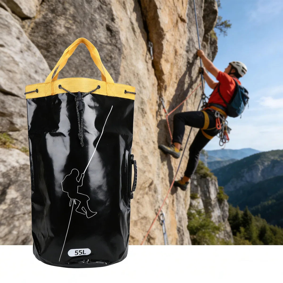 PUSOKEI Bolsa de Almacenamiento de Cuerda de Escalada Mochila de Cubo Impermeable Duradera para Aventuras Al Aire, Material de PVC para Cascadas de Espeleología, Bolsa de Equipo