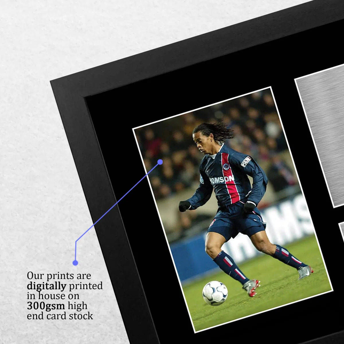 HWC Trading Ronaldinho Paris Blue and Reds Regalos Impresos Imagen De Autógrafo Firmado Para Los Aficionados Al Fútbol Y Partidarios - A4 Enmarcado