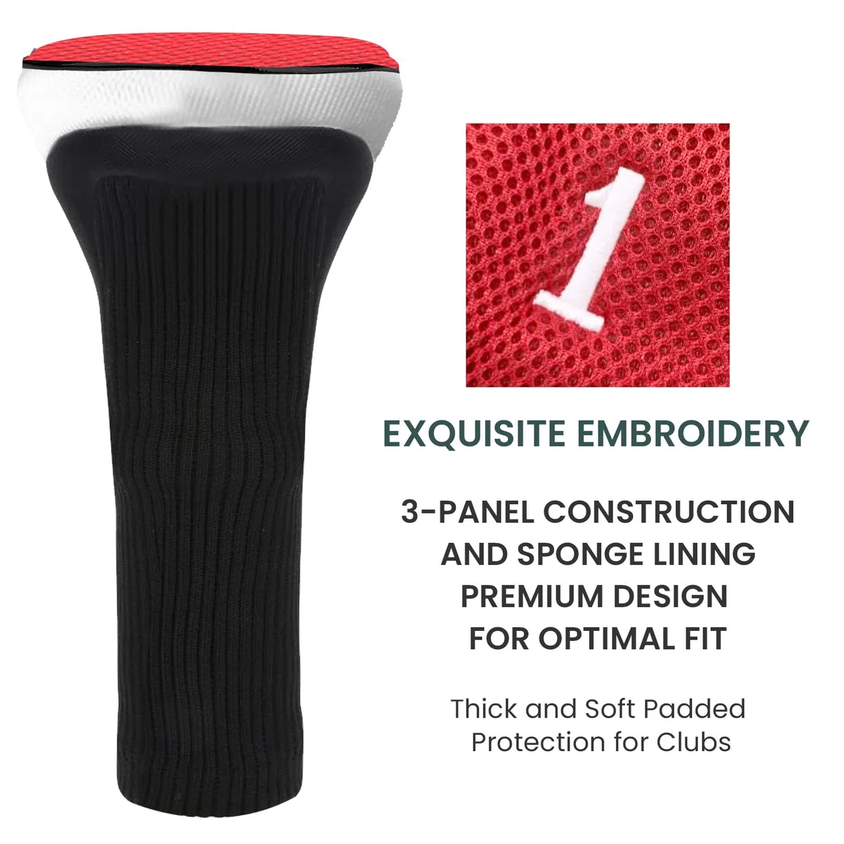 FINGER TEN Fundas para cabeza de palo de golf para palo de golf, cubierta larga, híbrida, Fairway, fundas para cabeza con etiqueta intercambiable con número de etiqueta intercambiable, ajuste