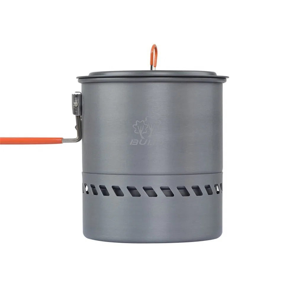 Tentock - Intercambiador de calor de aluminio para 2-3 personas, 1.5L/2.1L, utensilios de cocina al aire libre con asa plegable y bolsa de almacenamiento para viaje, picnic, camping, ebullición rápida