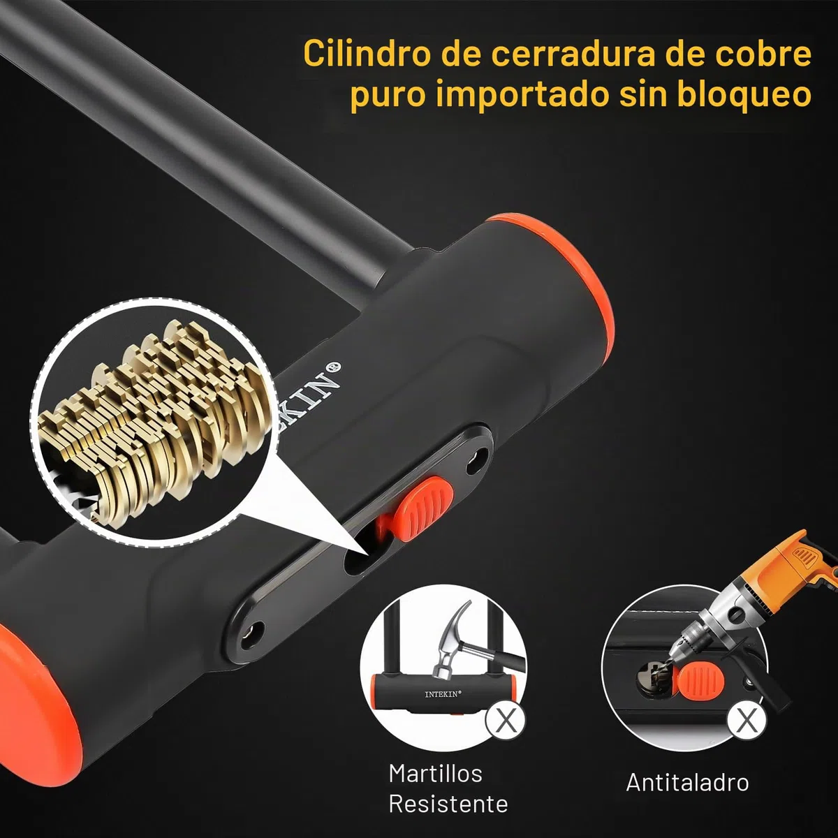 Candado U de Alta Seguridad, 16 mm, para Bicicleta, Motocicleta, Scooter y Puerta