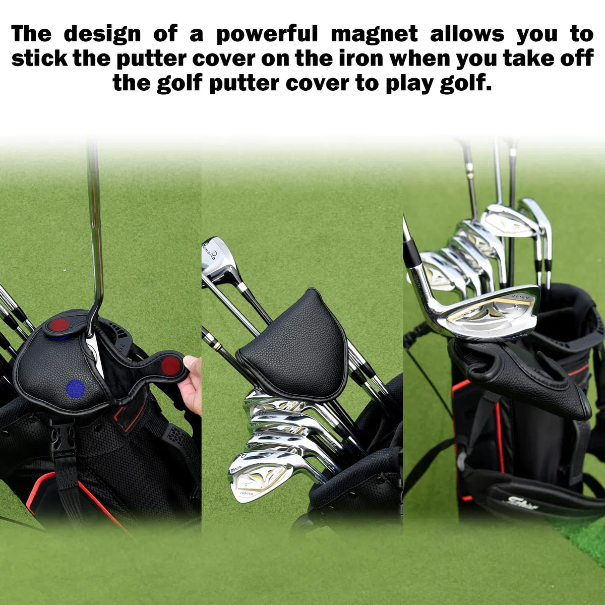 Big Teeth Golf Mallet Putter Headcover Magnetic Fits for Odyssey 2-Ball Series Club PU Leather