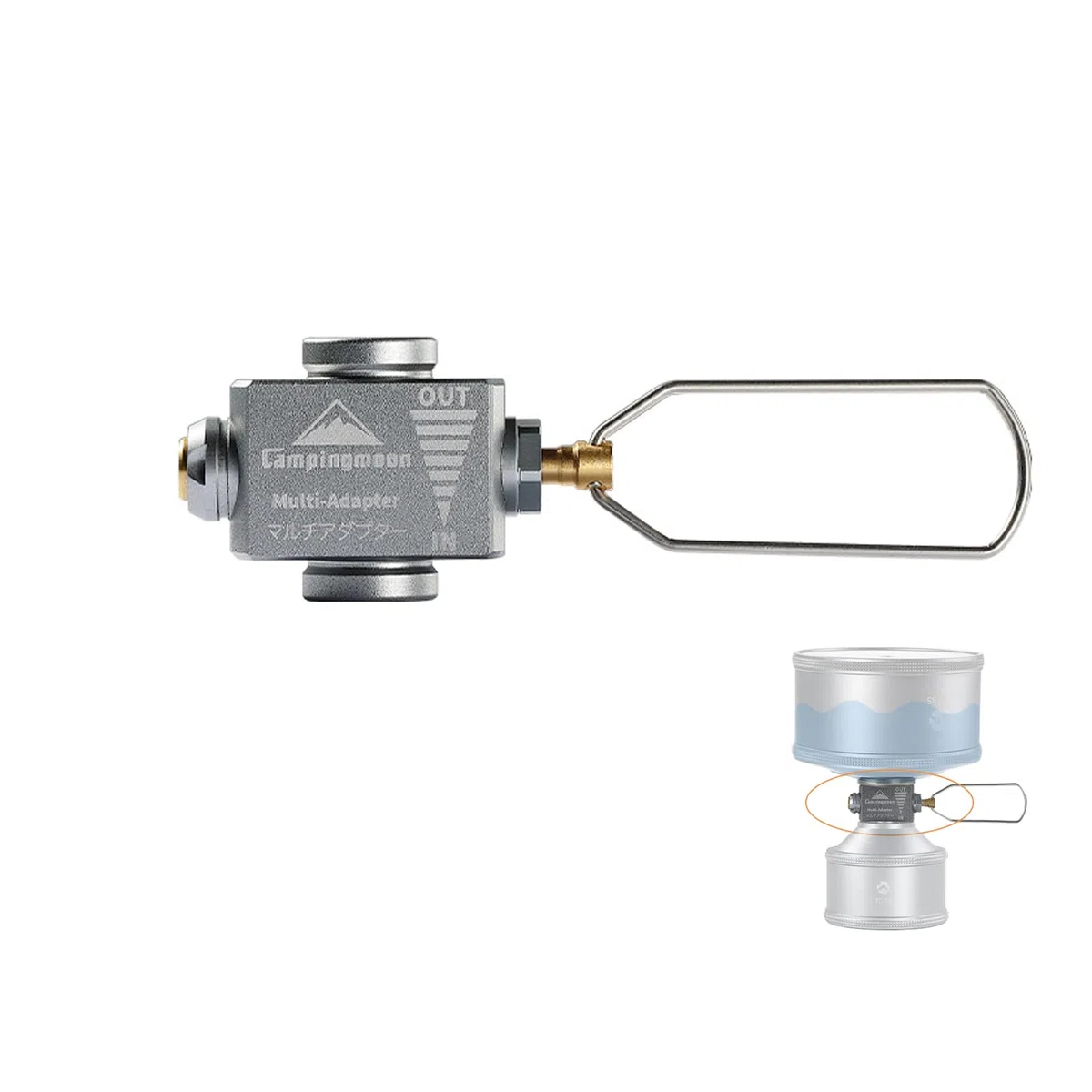 Campingmoon - Adaptador de Repuesto para depósito de Gas isobutano/butano, Adaptador de Estufa de Camping, válvula Lindal