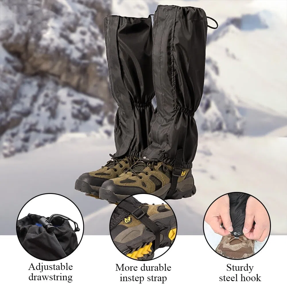 Polainas Impermeable de Senderismo Polainas Ajustables para Botas de Nieve para Montañismo Tejido de Nylon de Calidad 210d Impermeable y Antidesgarro