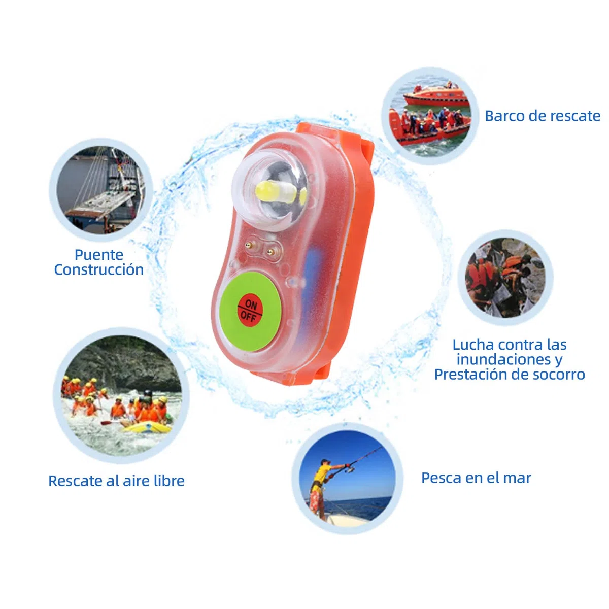 Luz de localización automática de supervivientes, lámpara de luz de Chaleco Salvavidas LED, Litio JHYD-I Agua de mar Autoiluminación Linterna de Ahorro de Vida Lámpara de atracción de luz(Naranja)