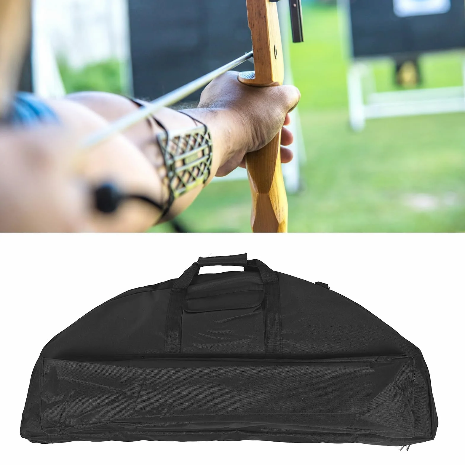 Bolsa para Arco Compuesto, Bolsa De Transporte para Arco De Lona De 95cm/37,4 Pulgadas, Funda para Arco Ligera con Correas Ajustables Y Bolsillo para Flechas