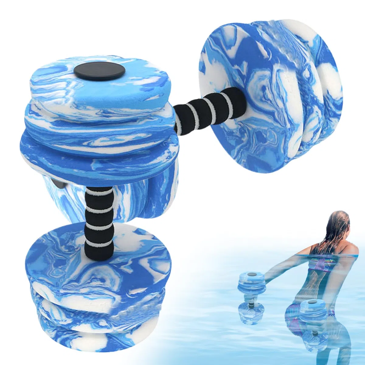 Campanas tontas, set de mancuernas,Equipo de ejercicio de la piscina para adultos | Equipo de Eva de espuma de 2 piezas flotante para natación para el ejercicio deportivo de fitness de natación