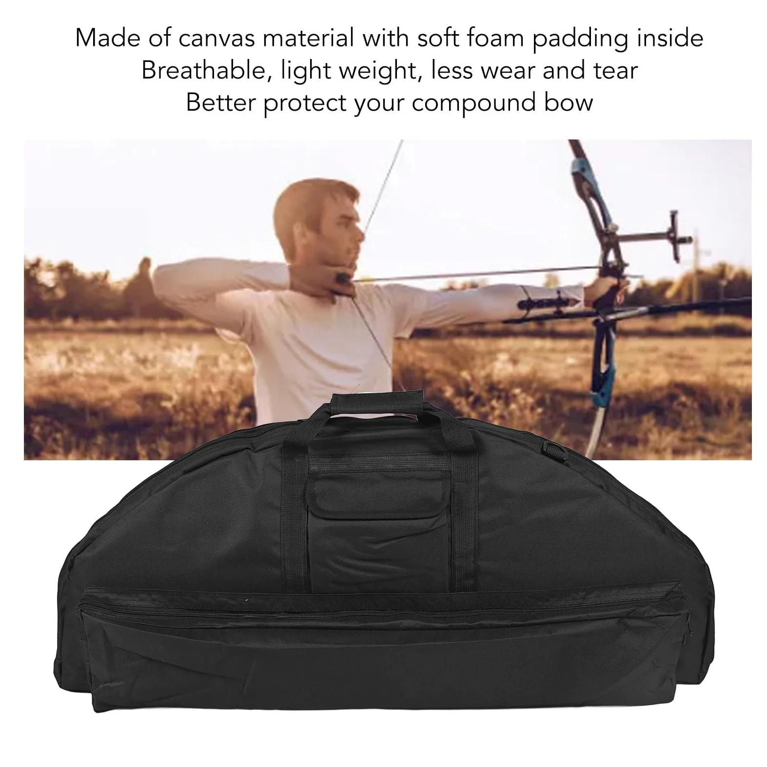 Bolsa para Arco Compuesto, Bolsa De Transporte para Arco De Lona De 95cm/37,4 Pulgadas, Funda para Arco Ligera con Correas Ajustables Y Bolsillo para Flechas