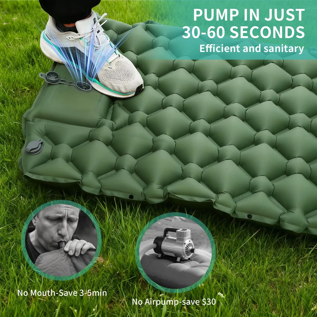 JIYANA Esterilla Camping Autoinflable Ultraligera con Bomba de Prensa, Colchón Inflable Individual para Exteriores, Colchon Inflable y Colchoneta Camping Ideal para Senderismo, Playa