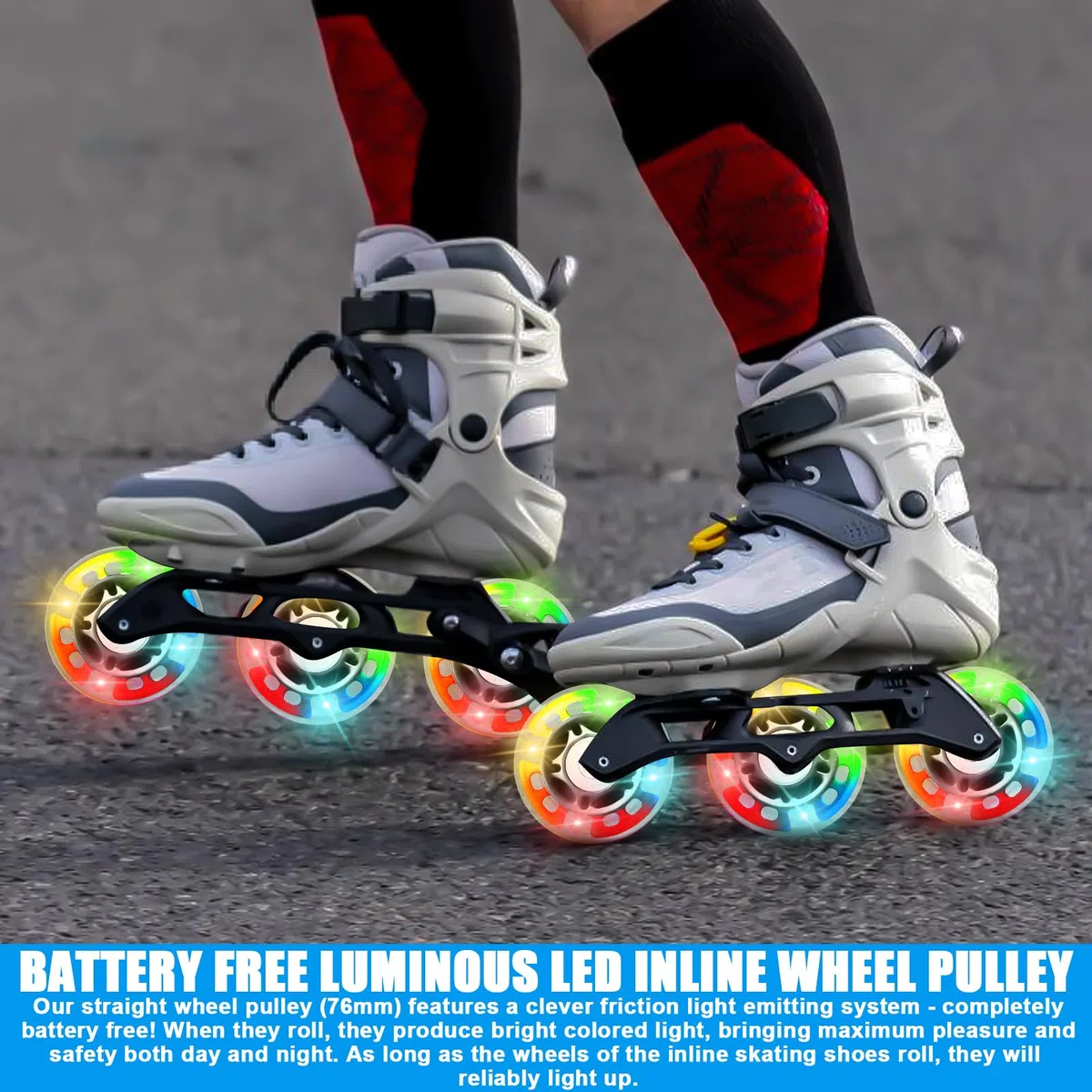 PORFOYO Ruedas para patines en línea, 8 unidades, 76 mm, ruedas universales de poliuretano para todo tipo de patines (76 mm)
