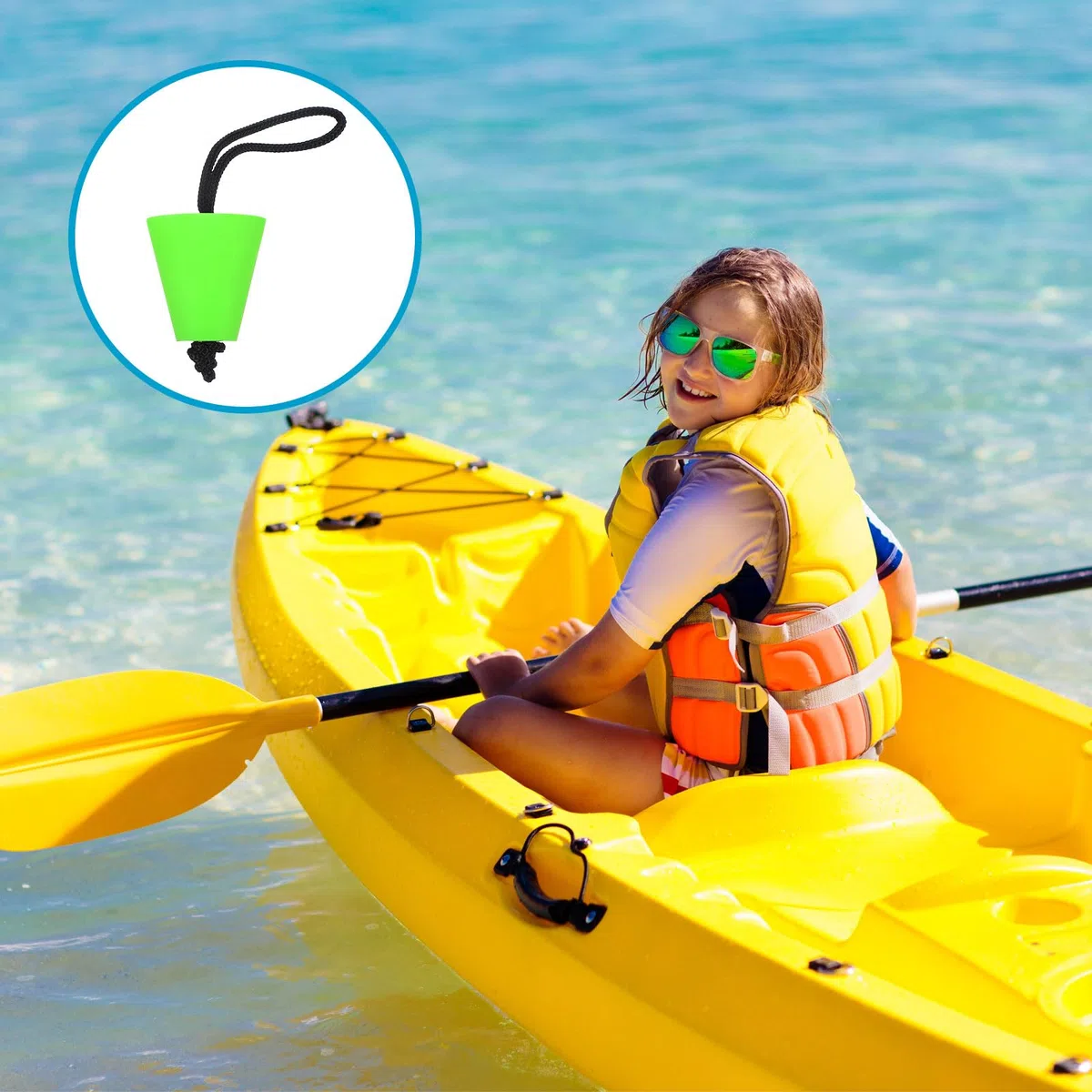 PATIKIL Kit universal de tapones de silicona para kayak, tapones para agujeros de drenaje, tapón con cordón para kayaks, canoas