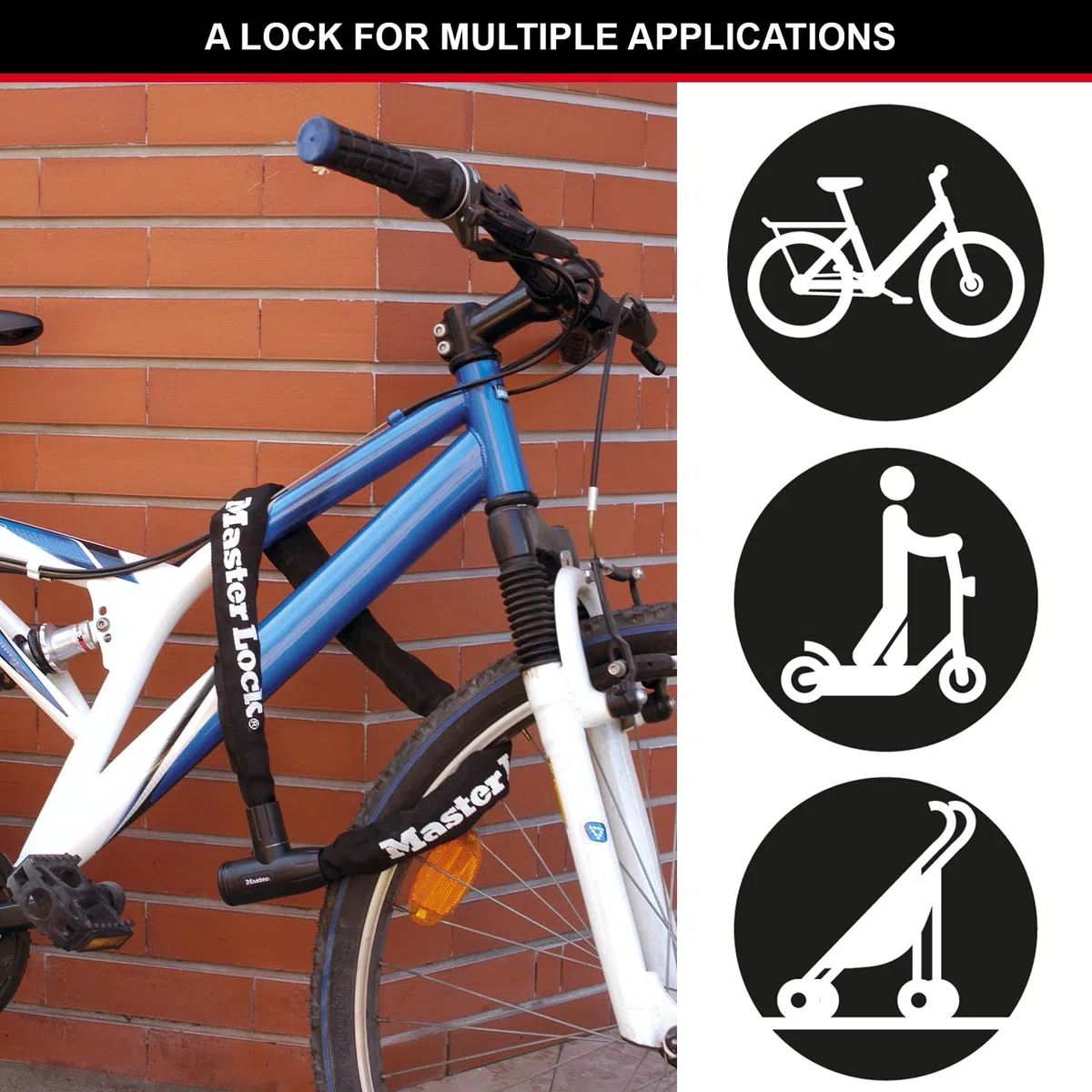 Master Lock Candado Bicicleta con Cadena, Llave, 90 cm Cadena, 8391EURDPRO