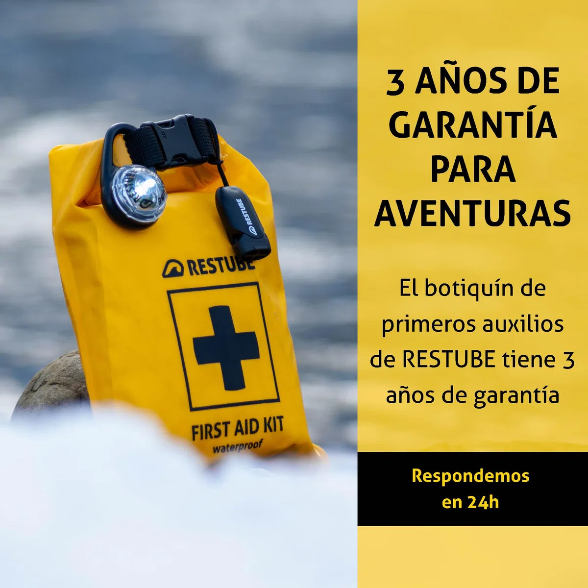 Restube Set de primeros auxilios – para deportes acuáticos y al aire libre – Kit de primeros auxilios impermeable para viajes, camping, senderismo, niños, coche, bicicleta – Travel Essentials, First