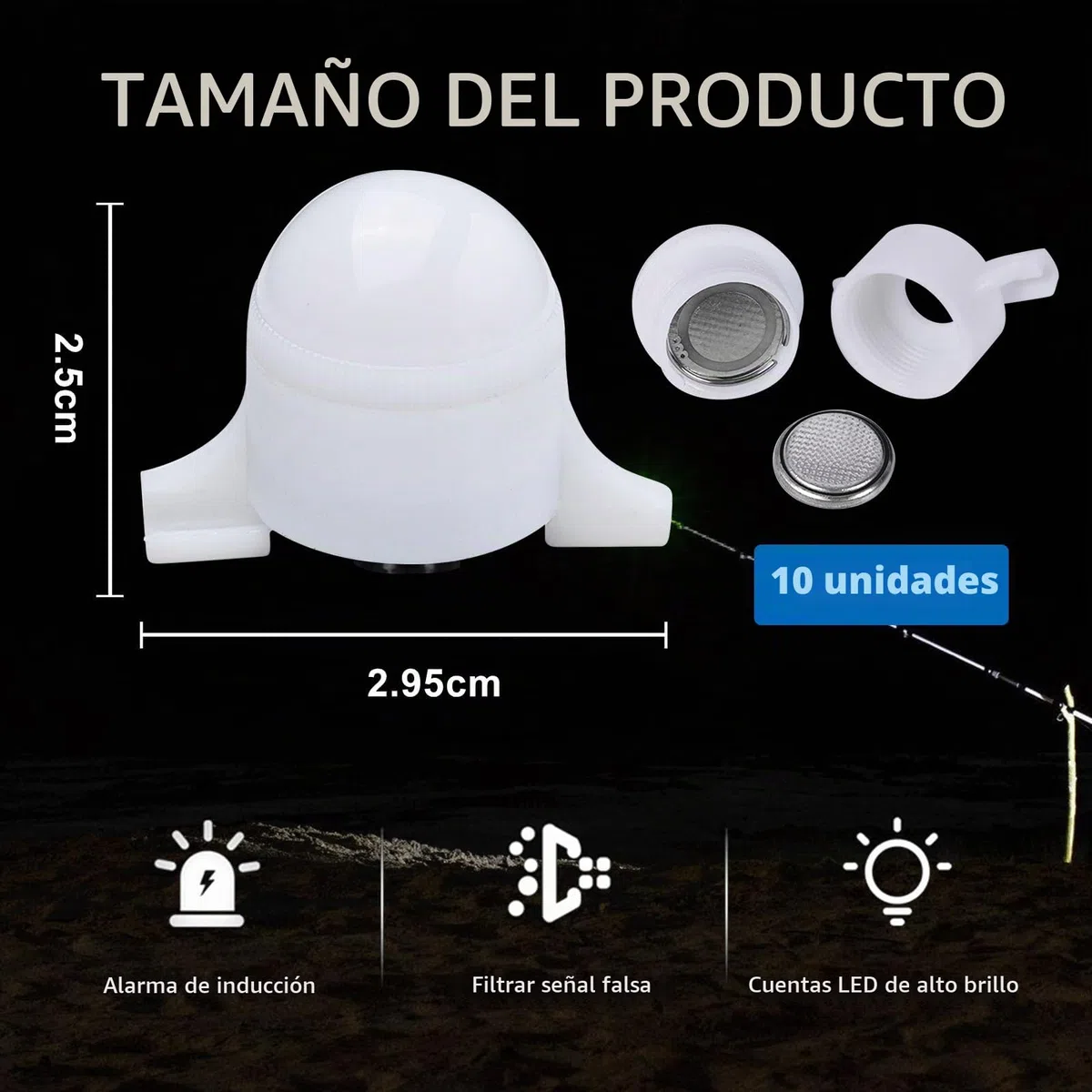 Vegena 10 indicadores electrónicos de picada de pesca con indicador luminoso LED, alarma de mordida para pesca