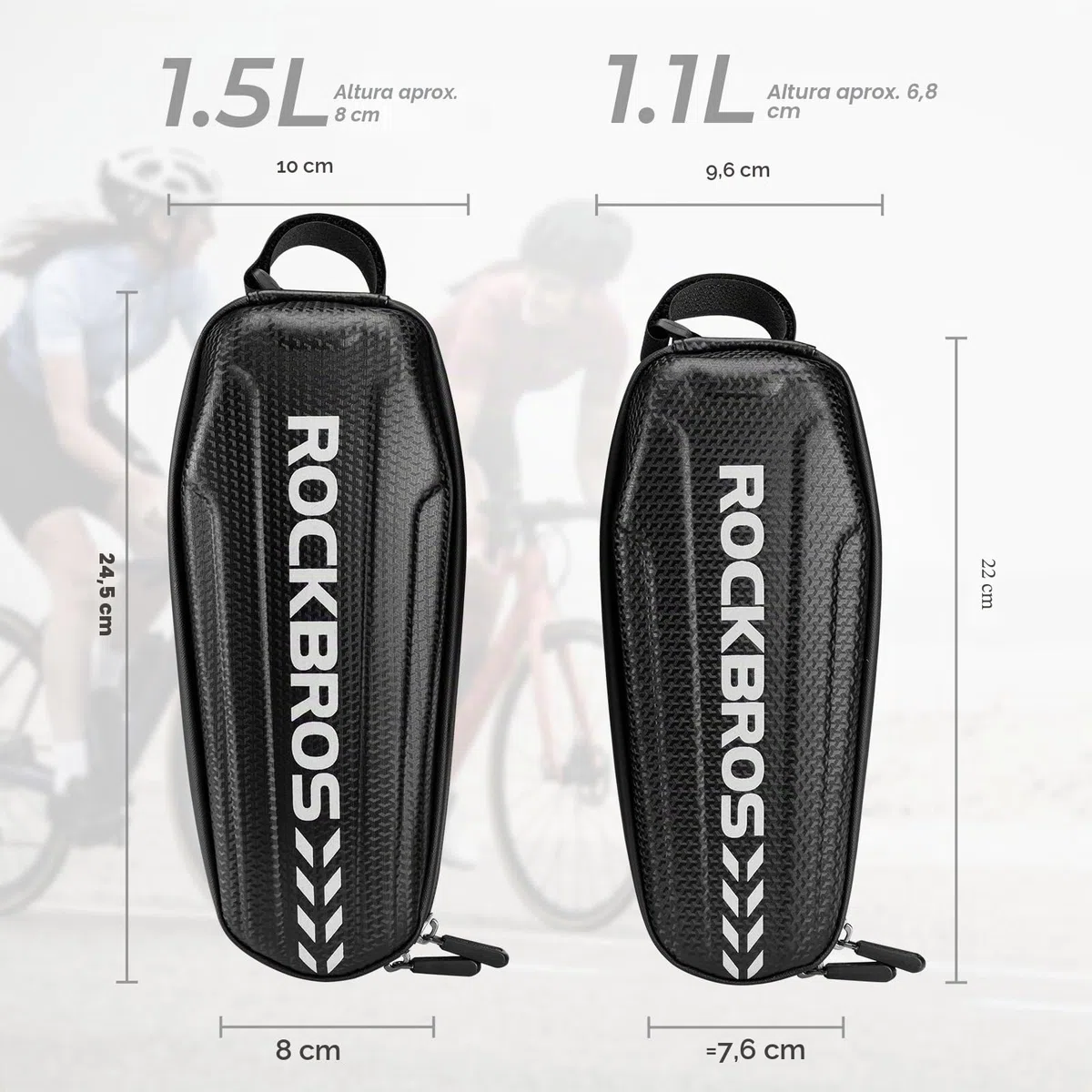 ROCKBROS Bolsa Cuadro/Sillín Bicicleta MTB Carretera Rígida a Prueba de Agua para Teléfono Móvil de 6,0/6,5 Pulgadas, Negro