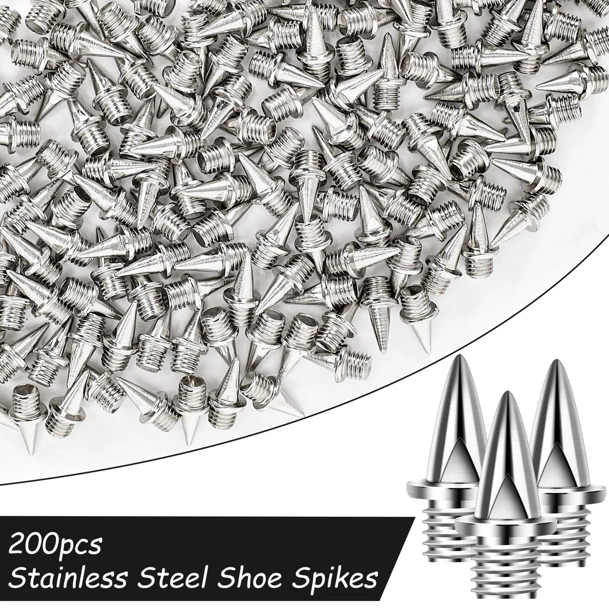 Pinchos de pista de 1/8 pulgadas, de acero inoxidable con llave de pincho para pista y campo traviesa, estaca de repuesto compatible con zapatos cortos deportivos Sprint