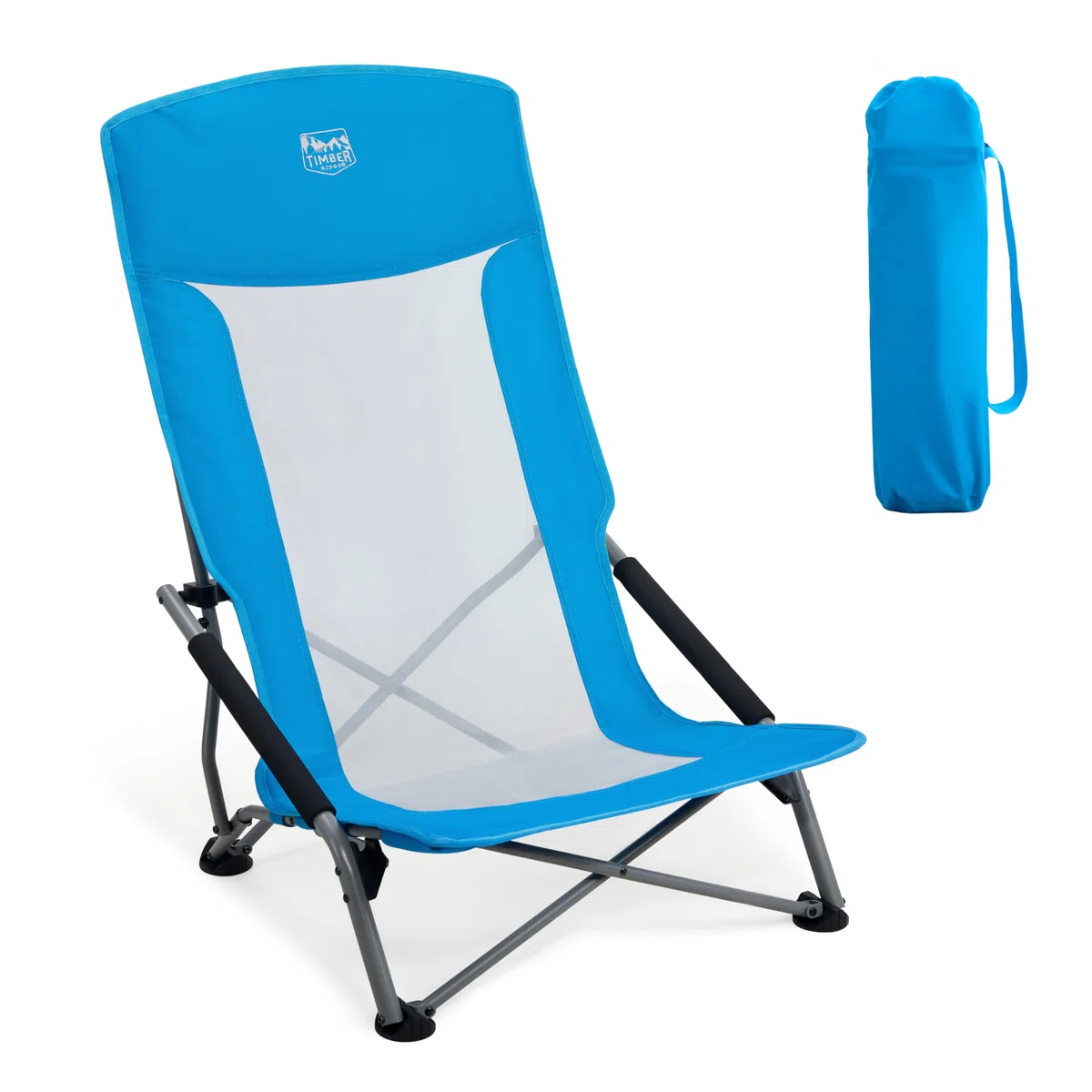 TIMBER RIDGE Silla de Playa Plegable Respaldo Alto Silla de Camping Portátil de Malla Ligera con Bolsa de Transporte