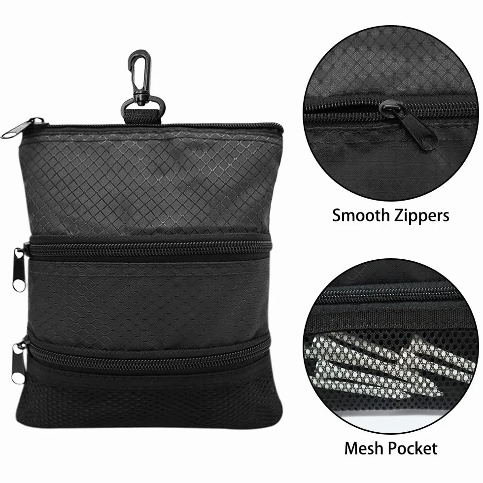 MiOYOOW Bolsa de golf, bolsa portátil de almacenamiento de golf con cremallera con gancho de plástico y cremallera de 3 capas para hombre y mujer
