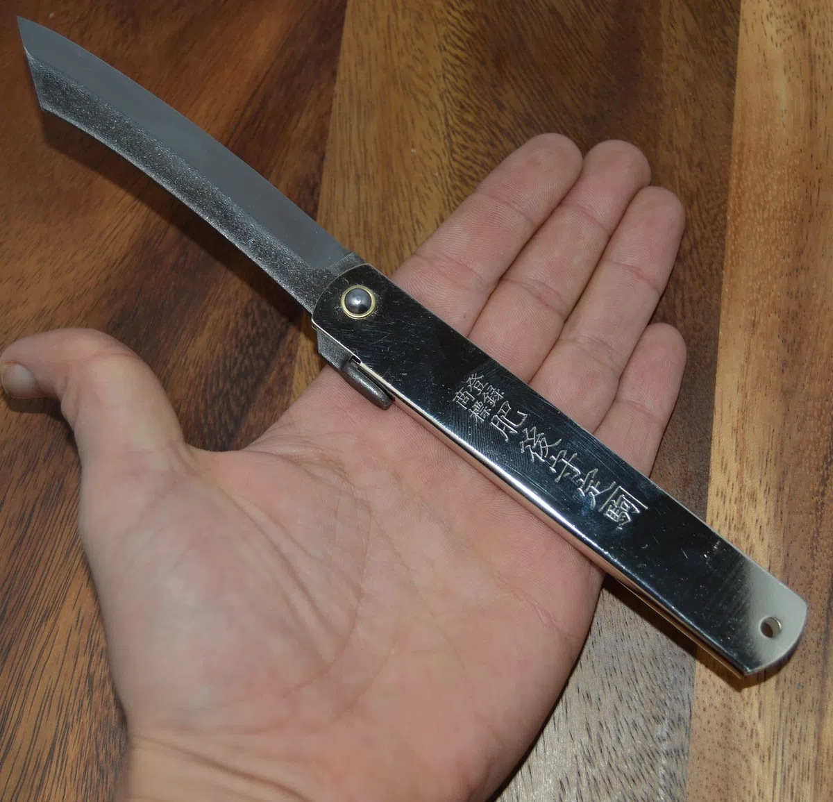 HIGONOKAMI Navaja Japonesa de Bolsillo Plegable Cuchillo Zenkou Plata Hecho a Mano en Japón por Nagao Kanekoma (Large)