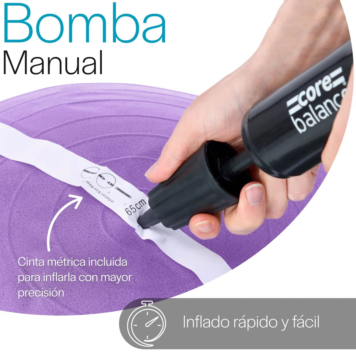 Core Balance - Balón de Embarazo antiestallido para preparación para el Parto y Ejercicios prenatales - Swiss Ball con Bomba de Aire - Balón de Embarazo - Pelota de Pilates (Violeta)