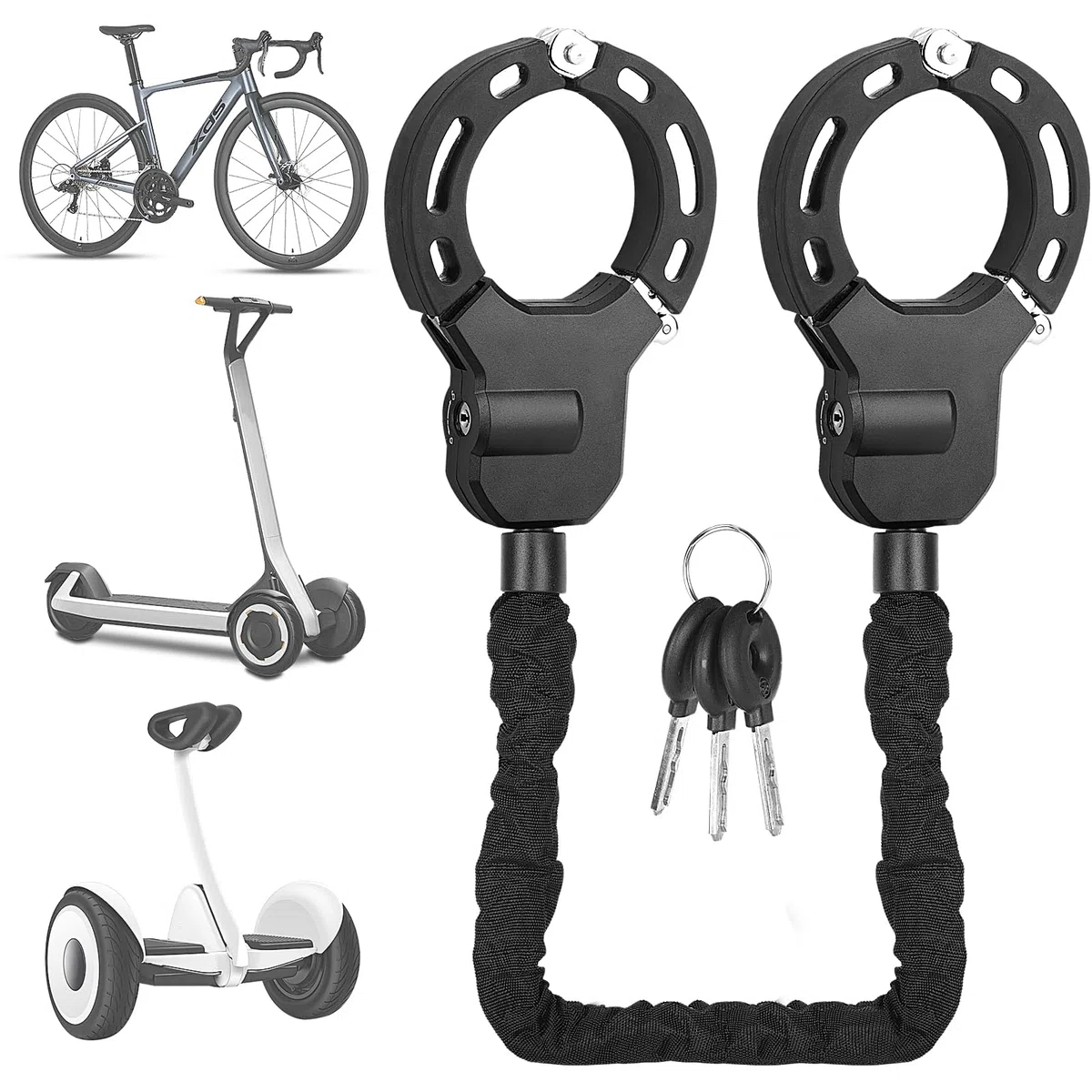 KOMABLEN Candado Patinete Electrico, Candado Bicicleta Antirrobo, Resistente Candado para Moto, Candado Esposas Bike Lock para Scooters, Bicicletas, Serrure à menottes pour scooter électrique