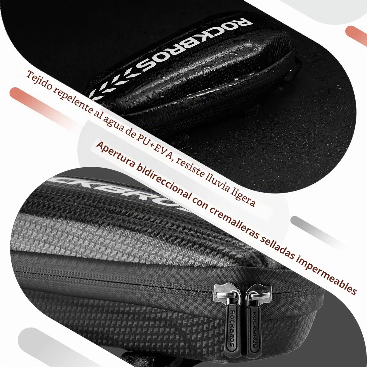 ROCKBROS Bolsa Cuadro/Sillín Bicicleta MTB Carretera Rígida a Prueba de Agua para Teléfono Móvil de 6,0/6,5 Pulgadas, Negro