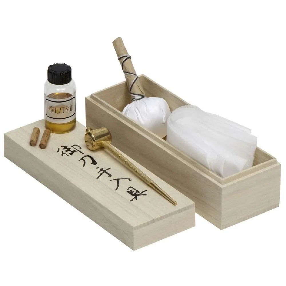 Haller - Kit de Mantenimiento de Katana, con Caja de Madera y Martillo