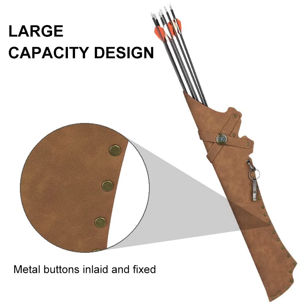 DONGKER Carcaj de flechas con arco, bolsa de mano con diseño de hebilla y diseño para colgar la cintura para llevar 12 flechas al aire libre, práctica de caza