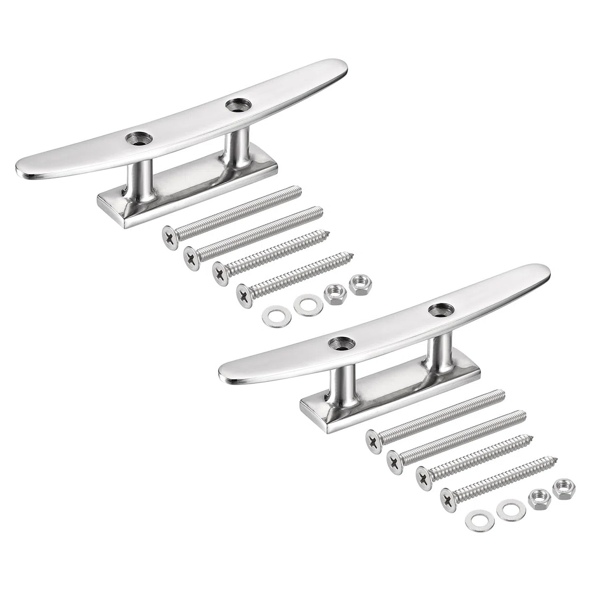 QUARKZMAN Cornamusa de Barco de Base Abierta de 5 Pulgadas, 2 Unidades de Acero Inoxidable 316 para Kayak, Barcos y Yates de Pesca, Incluye Tornillos de Instalación