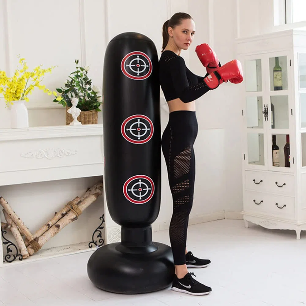 Saco de Boxeo de pie 160 cm, Saco de Boxeo Inflable, Punching Ball para Practicar Karate, Taekwondo y aliviar Pent Up Energy, Ejercicio Boxeo Objetivo Bolsa