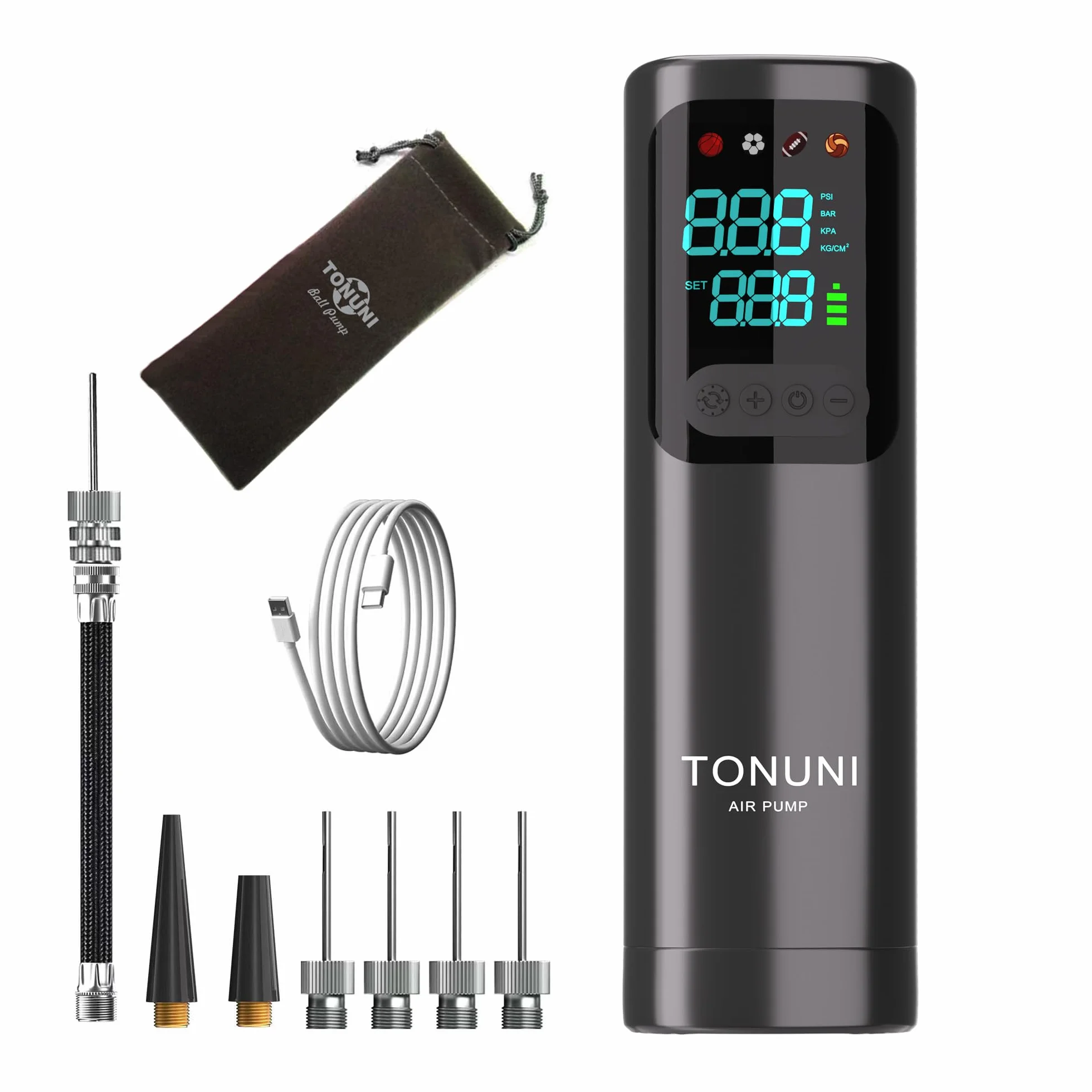bomba de bola eléctrica, Bomba de aire portátil Bomba de bola inflador Agujas Con Medidor digital Para Balón de ejercicio Baloncesto Fútbol Balón de playa Balón de yoga Balón deportivo Bomba inflables
