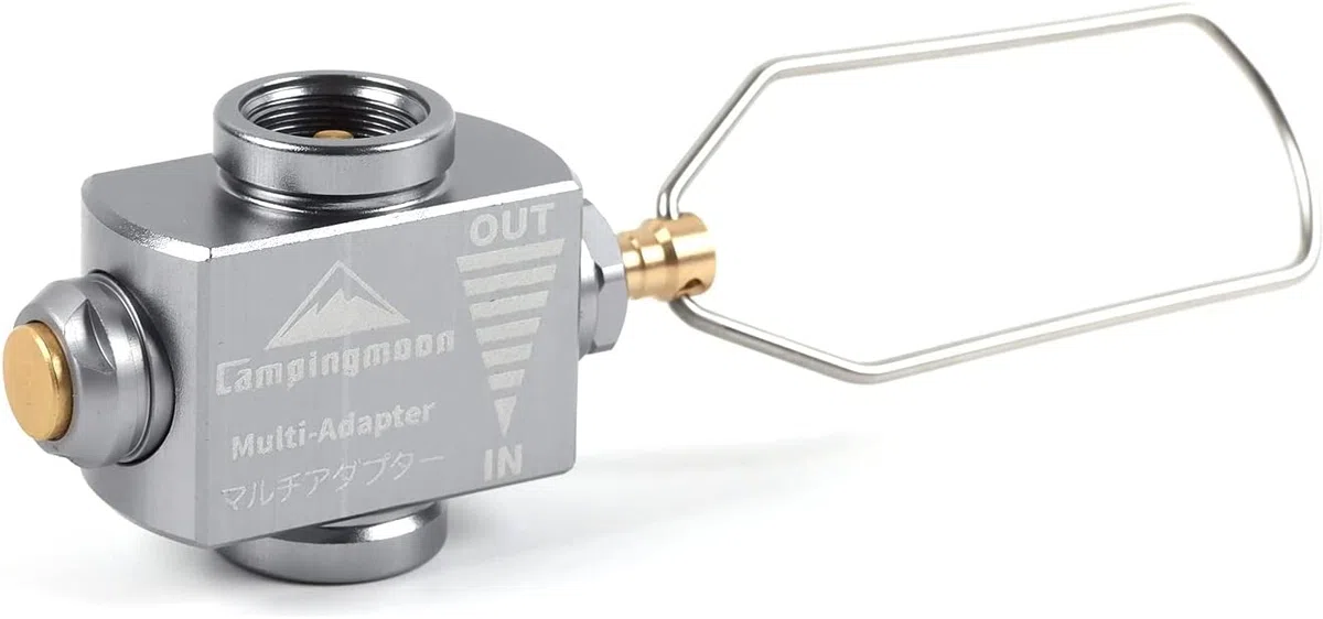 Campingmoon - Adaptador de Repuesto para depósito de Gas isobutano/butano, Adaptador de Estufa de Camping, válvula Lindal