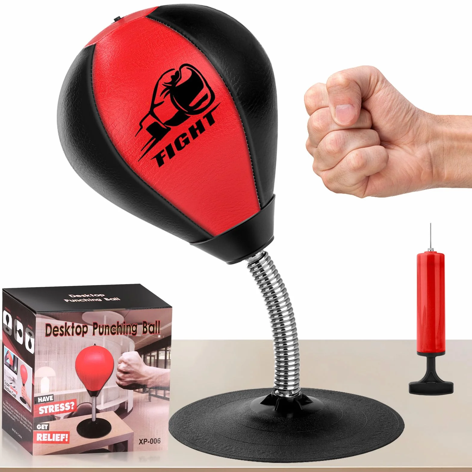 NZQXJXZ Saco de Boxeo de Escritorio, Bolsa de Boxeo con Ventosa Súper Fuerte, Punching Ball, Antiestrés con Ventosa para Mesa de Oficina y Mostradores, Regalo para Amigos o Compañeros de Trabajo